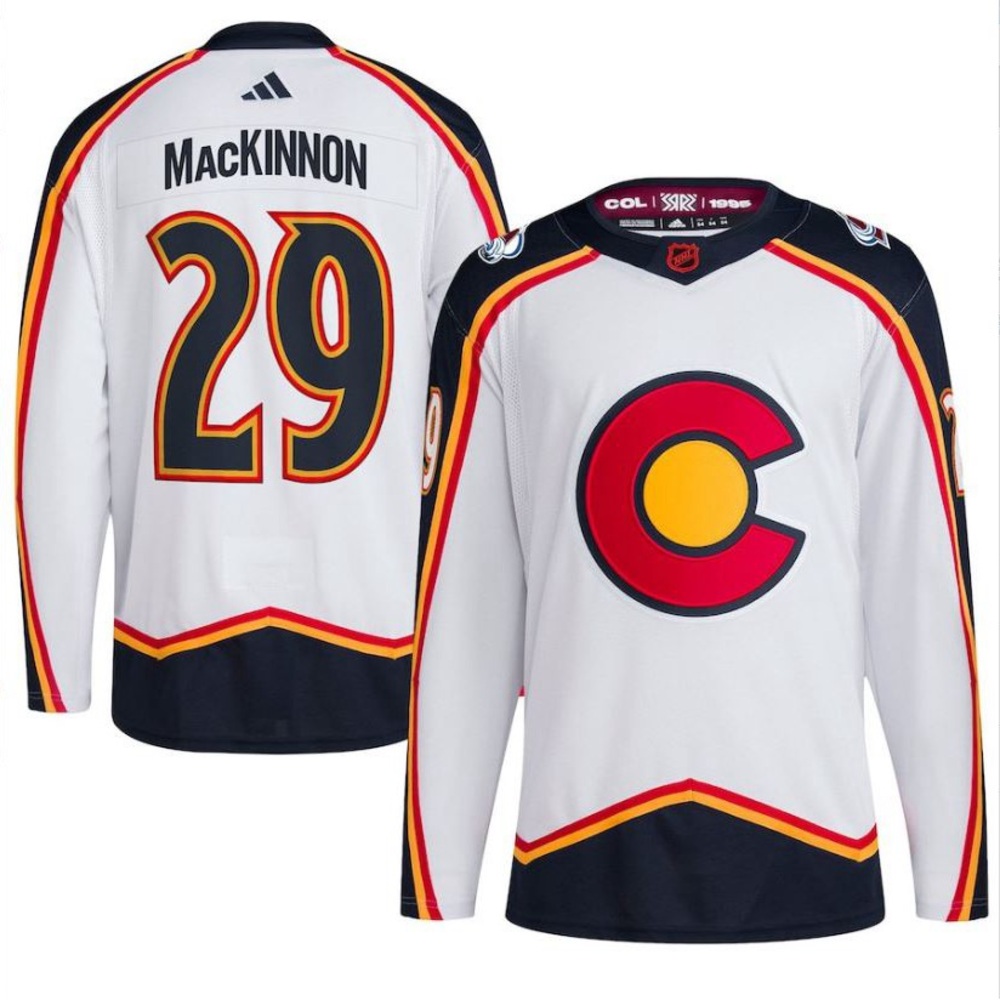 READ Colorado Avalanche x Adidas x Nathan MacKinnon #29 white reverse